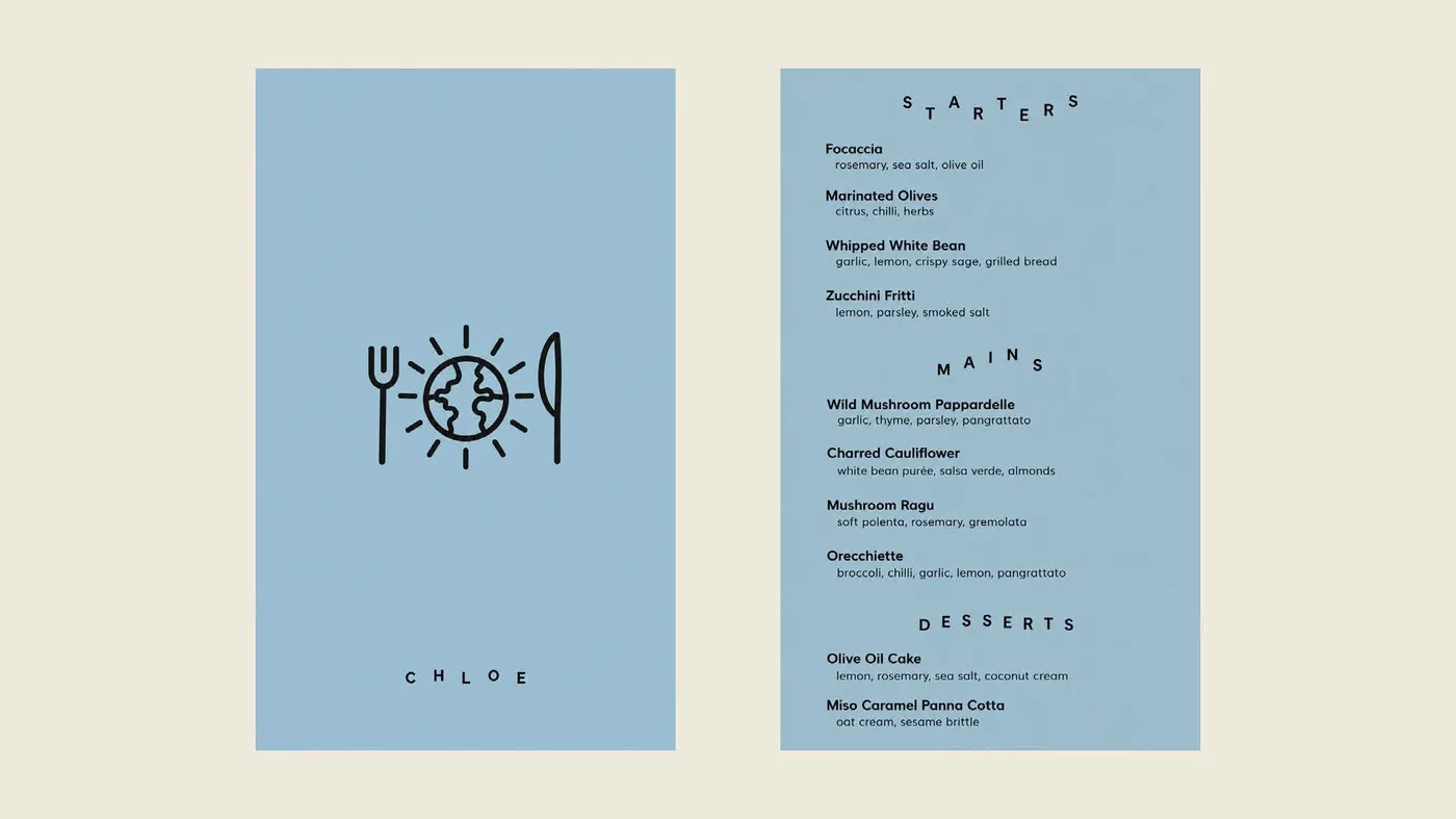 Harmony Table personalised guest menu design