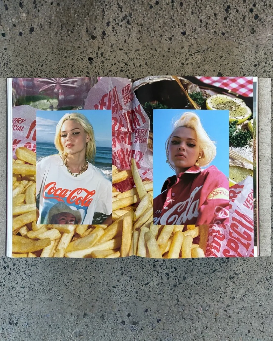 Colourful editorial spread inside Troy Freyee's book